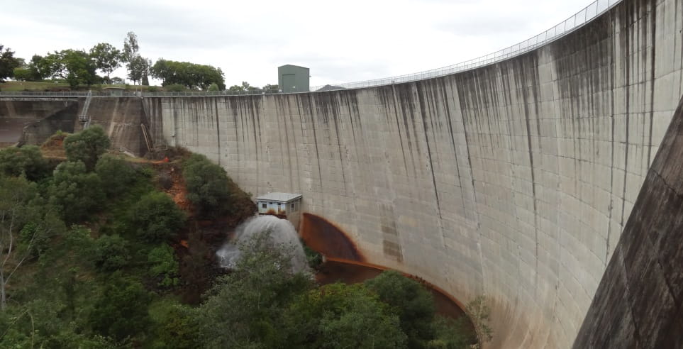 View looking across the wall at the Moogerah Dam.