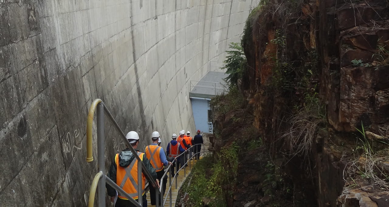 Stairs leading down to the Moogerah Dam floor.