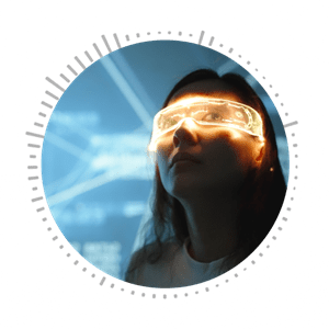 Young adult using VR goggles