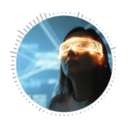 Young adult using VR goggles