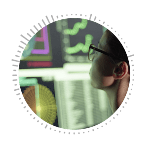 Young woman analysing digital dashboard
