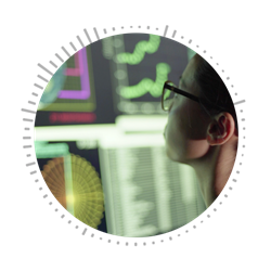Young woman analysing digital dashboard